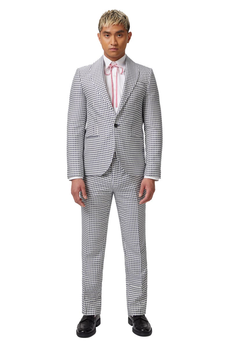 Twisted Tailor Siorek Slim Fit White Jacquard Suit Jacket, Alternate, color, 