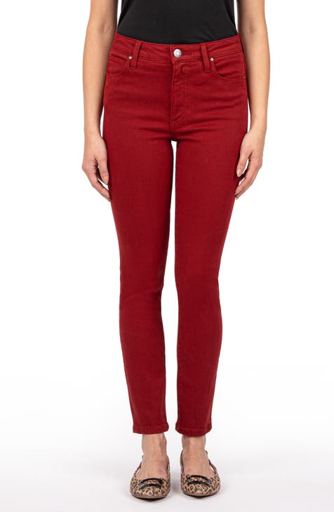 Red denim pants fashion