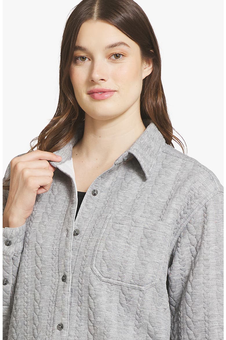 Cable Knit Shacket, Alternate, color, GRAY HEATHER
