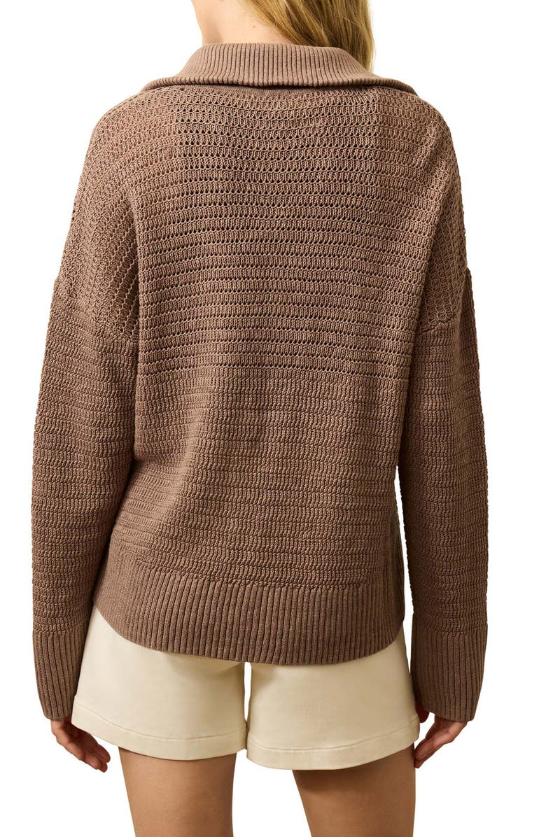 Faherty Miramar Linen & Organic Cotton Quarter Zip Sweater, Alternate, color, Wood Smoke