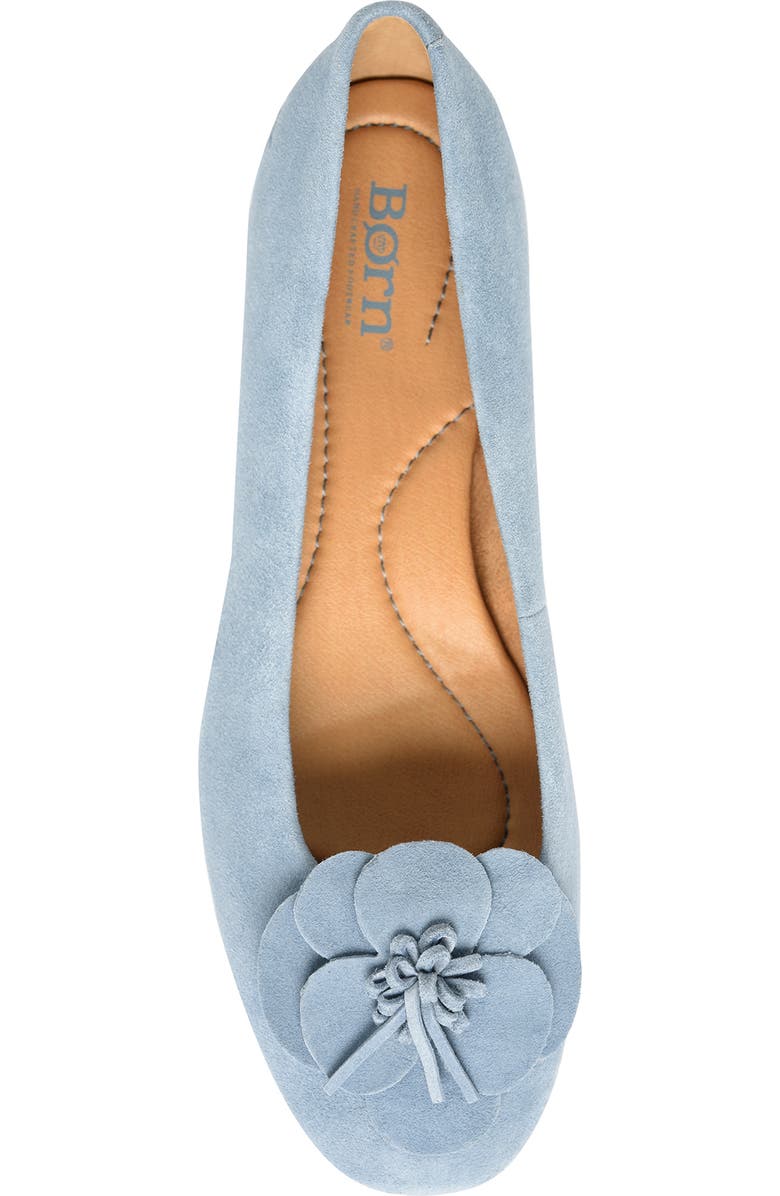 Børn Petula Flower Embellished Flat, Alternate, color, Light Blue Suede