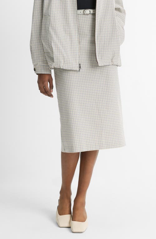 Shop Vince Gardeners Check Pencil Skirt In Stone/tan