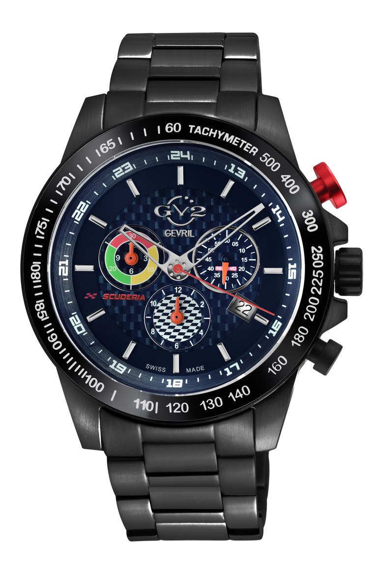 Scuderia Swiss Chronograph Bracelet Watch, 45mm, Main, color, BLACK