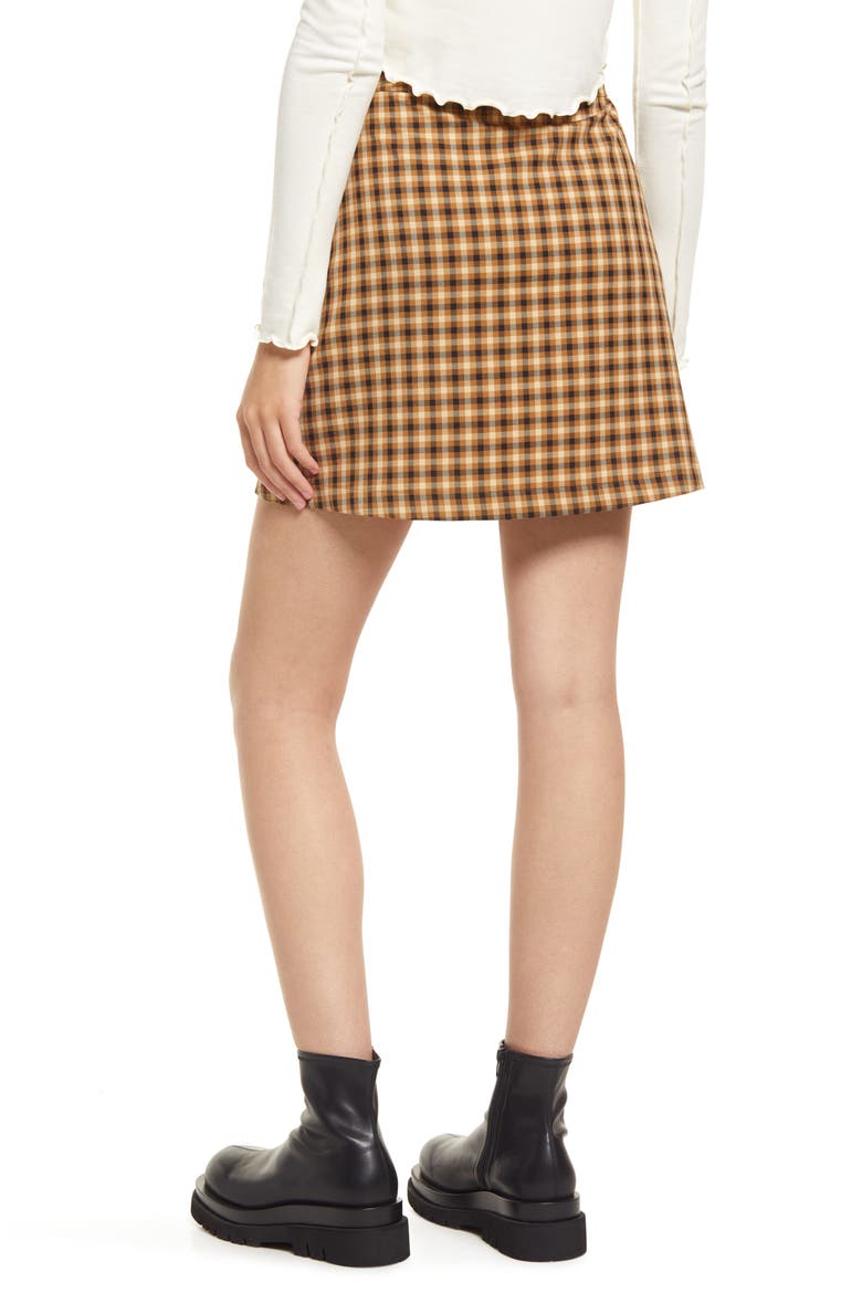 Button Front Miniskirt, Alternate, color, TAN- BLACK JORJA TEXT PLAID