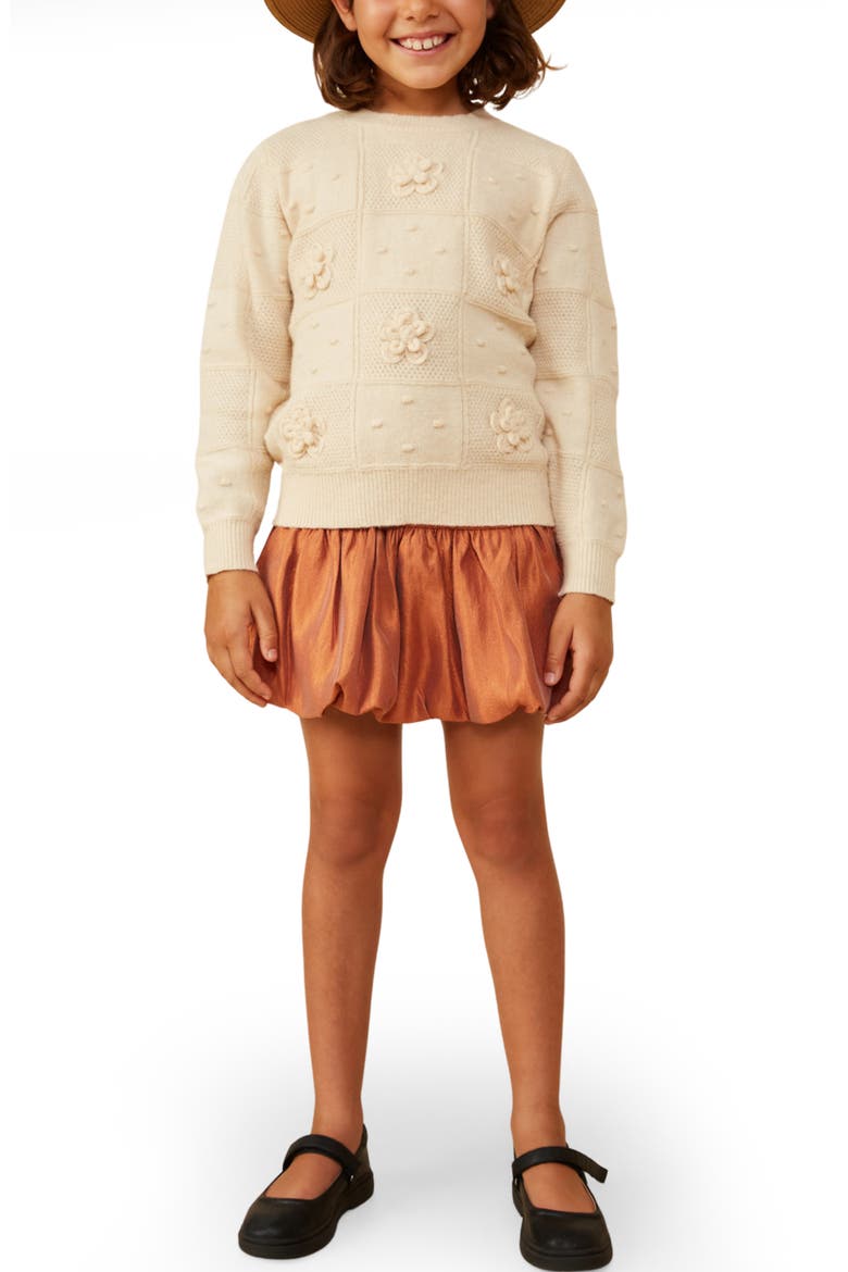 Kids' Floral Appliqué Patch Knit Sweater, Main, color, IVORY