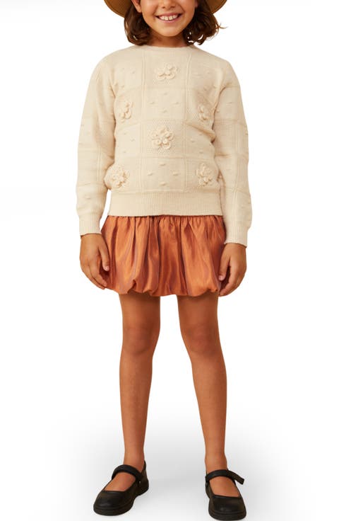 Kids' Floral Appliqué Patch Knit Sweater