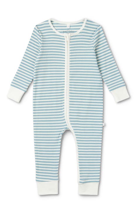 Ribbed Stripe Two Way Zip-Up Sleepsuit (Baby)