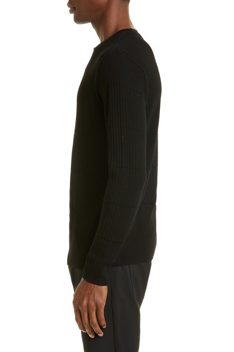 Virgin Wool Rib Sweater, Alternate, color, BLACK