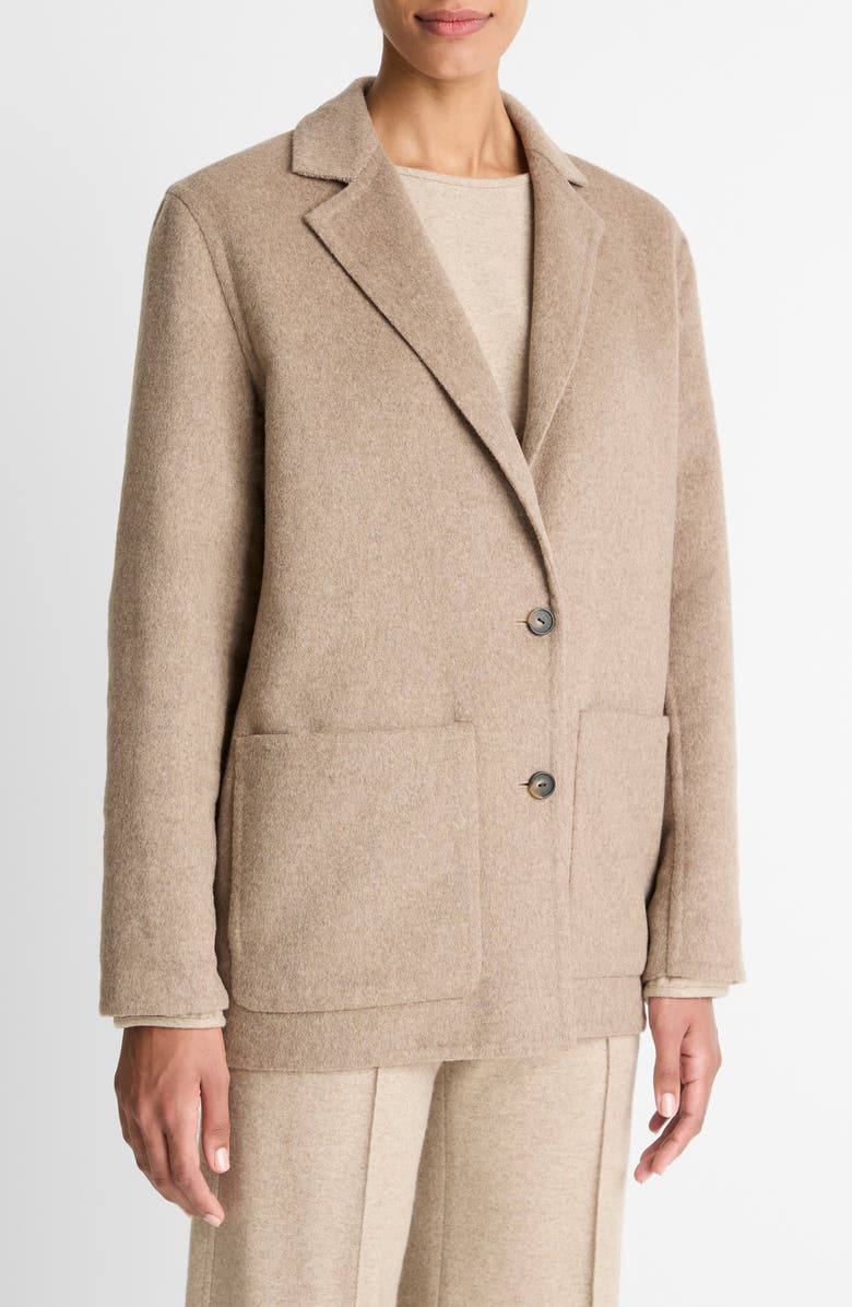 Vince Double Face Wool Blend Blazer, Alternate, color, Heather Doe