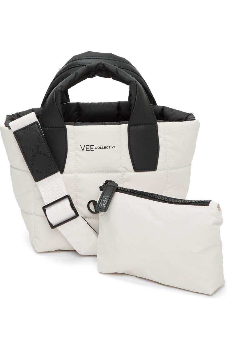 VeeCollective Mini Porter Water Resistant Quilted Recycled Nylon Tote, Alternate, color, Whisper White Wht