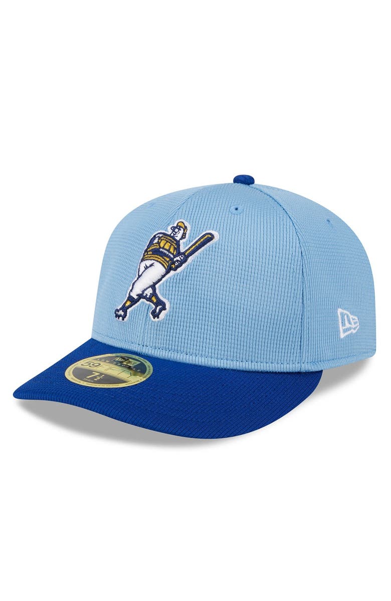 New Era Men's New Era Light Blue Milwaukee Brewers 2025 Batting Practice Low Profile 59FIFTY Fitted Hat, Main, color,
