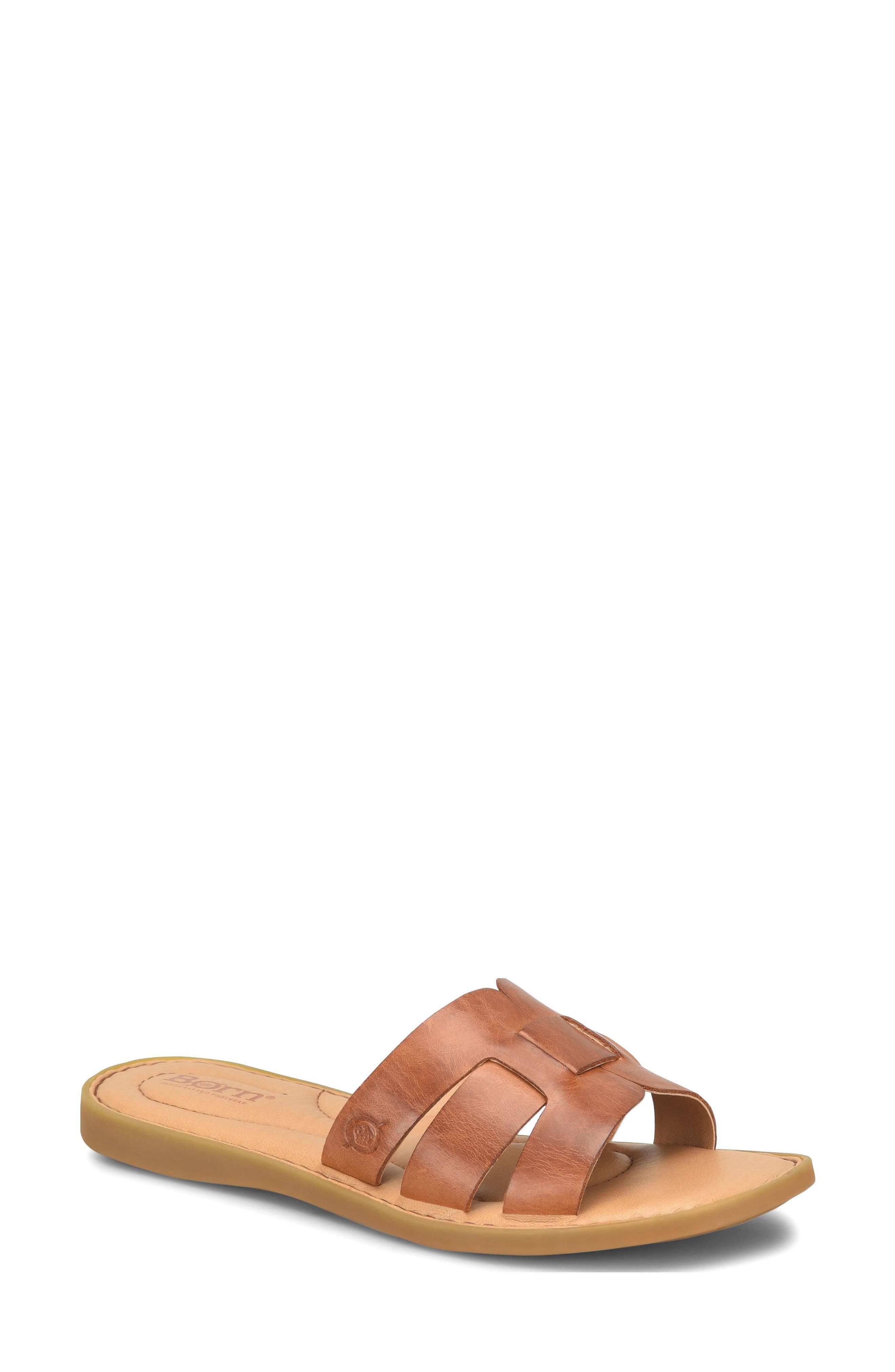 Børn Mindi Slide Sandal, Main, color, Brown Leather
