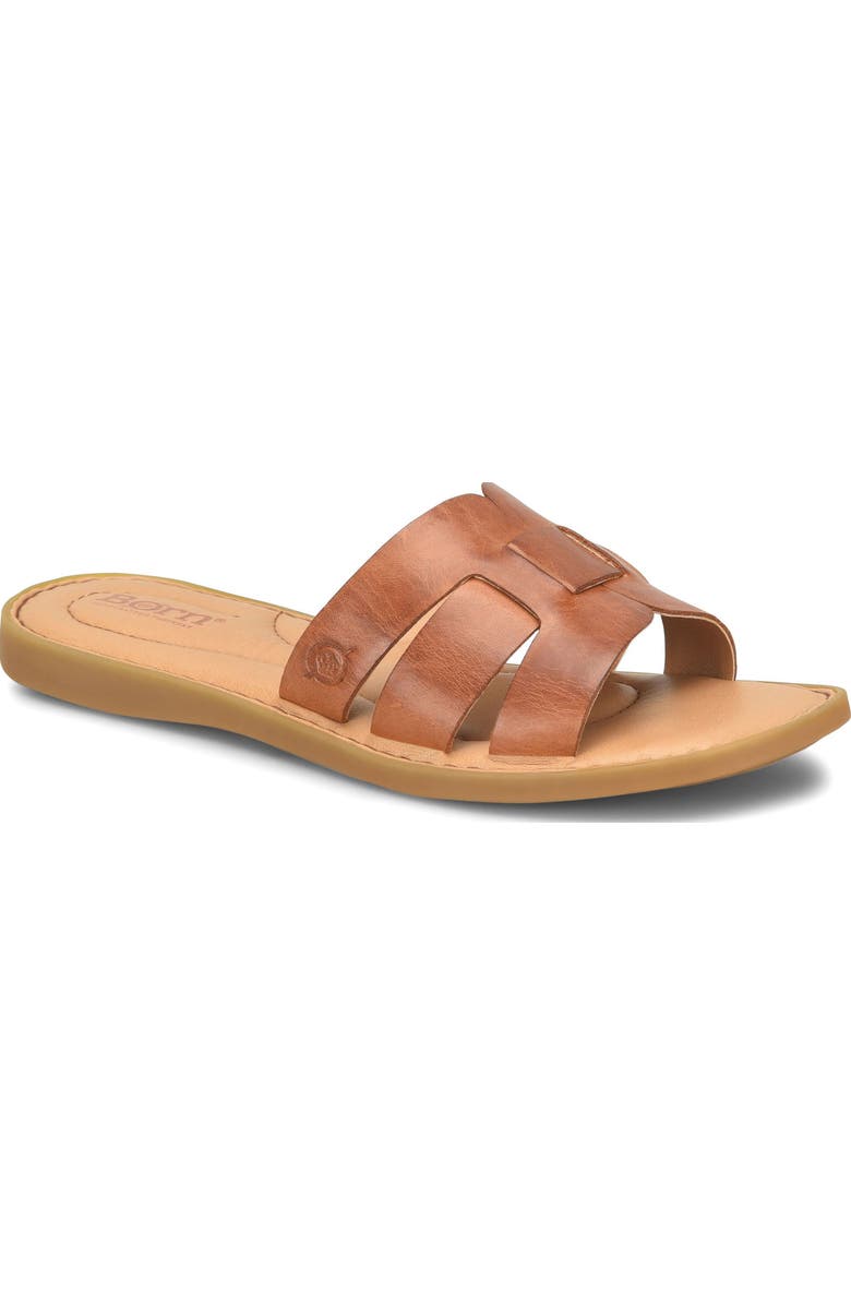 Børn Mindi Slide Sandal, Main, color, Brown Leather