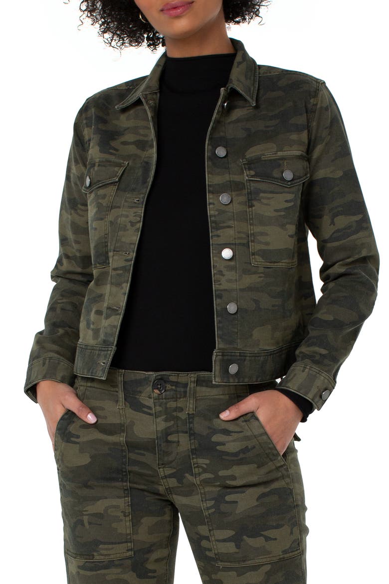 x Living in Yellow Denim Jacket, Main, color, DK MOSS CAMO