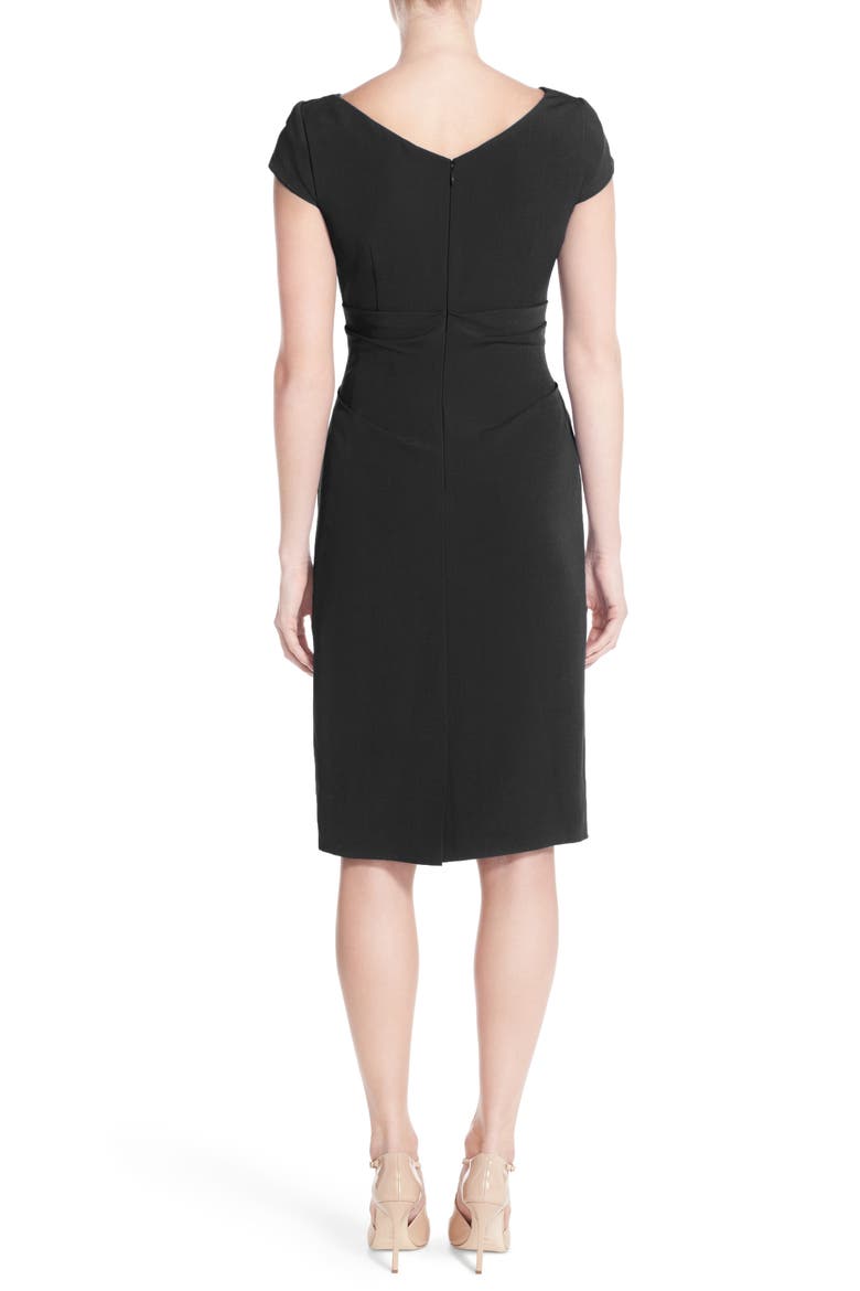 Ruched Matte Stretch Crepe Sheath Dress, Alternate, color, BLACK