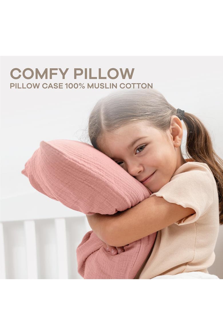 Toddler Pillows with Soft Muslin Pillow Case, Alternate, color, Blush