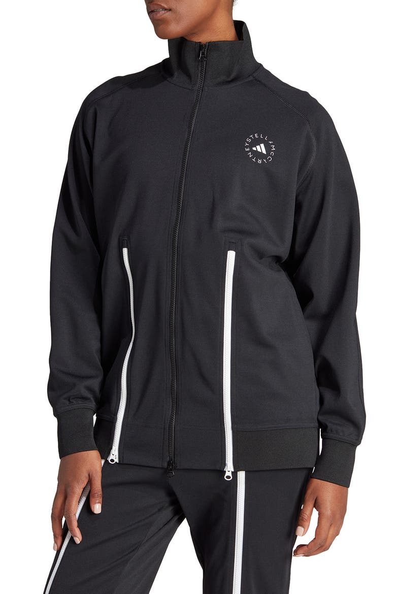 Stella McCartney Split Hem Track Jacket, Main, color, BLACK