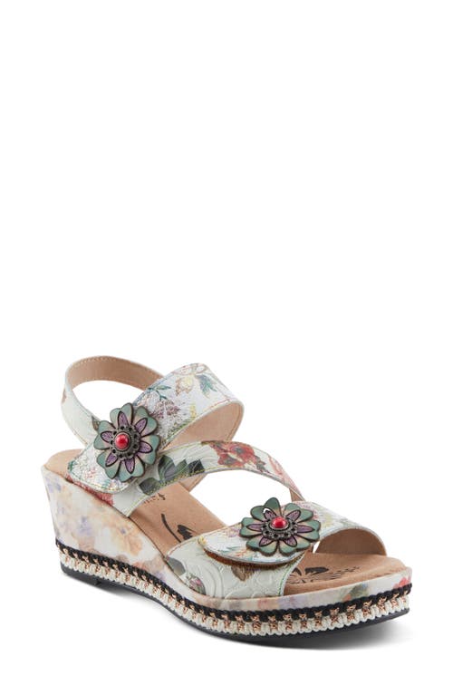 L'artiste By Spring Step Blissful Slingback Platform Wedge Sandal In Ice Multi