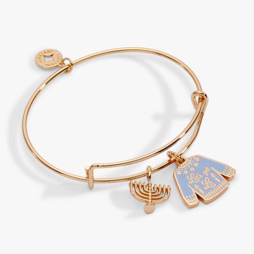 Alex And Ani Hanukkah 'let's Get Lit" Ugly Sweater Bangle Bracelet In Gold