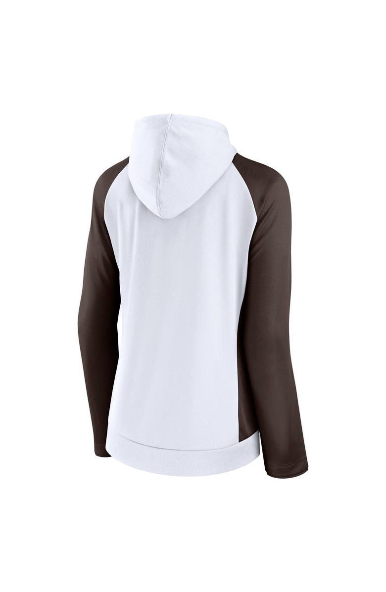 FANATICS Women's Fanatics Branded White/Brown Cleveland Browns End Around Lightweight Raglan Full-Zip Hoodie Jacket, Alternate, color, 