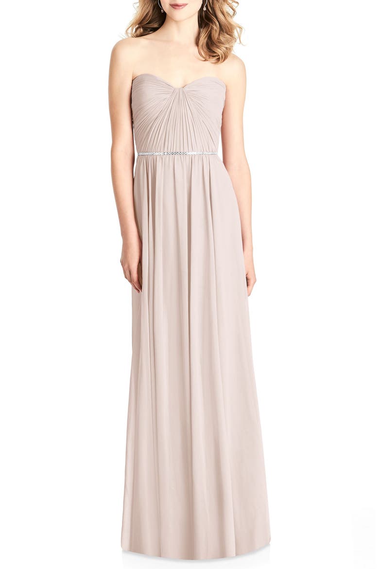 Strapless Chiffon A-Line Gown, Main, color, BLUSH