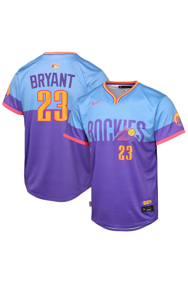 Youth Nike Kris Bryant Purple/Light Blue Colorado Rockies 2025 City Connect Limited Player Jersey, Alternate, color, Purple
