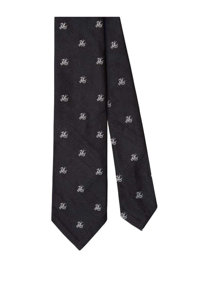 Newman 7 Fold Dragon Necktie, Main, color, Navy