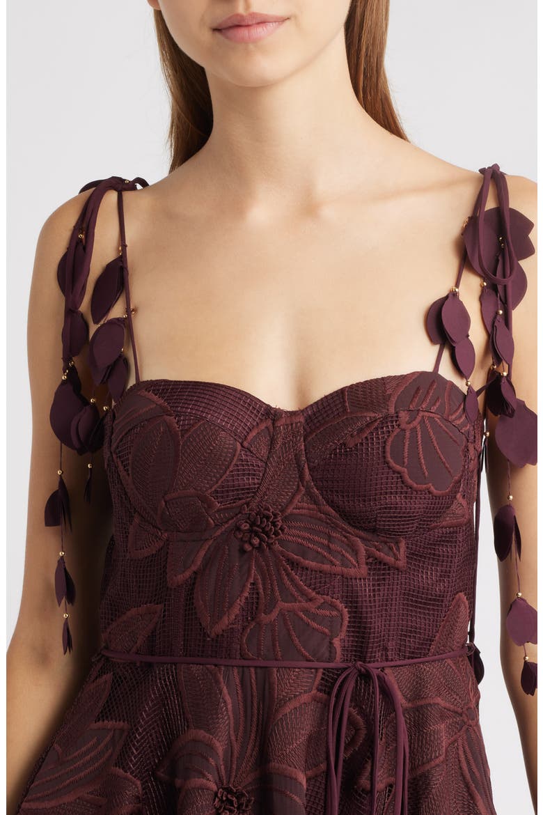 Emilia Bustier Lace Midi Cocktail Dress, Alternate, color, CHOCOLATE