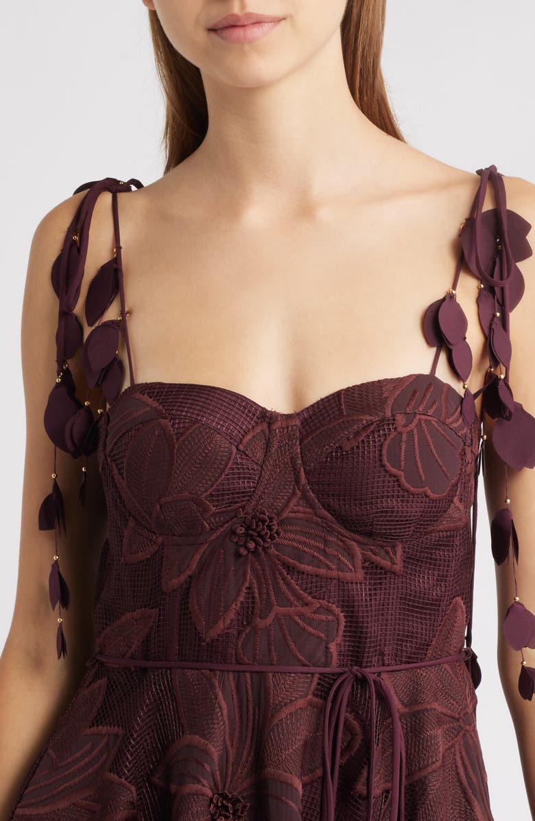 CIEBON Emilia Bustier Lace Midi Cocktail Dress, Alternate, color, Chocolate