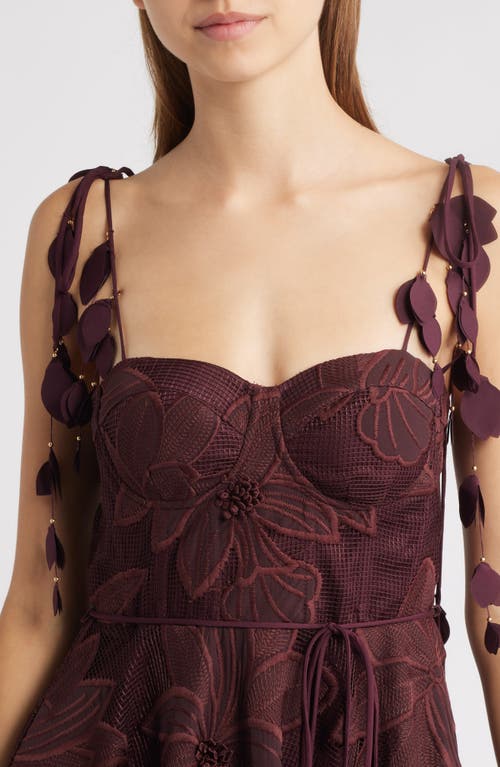 Ciebon Emilia Bustier Lace Midi Cocktail Dress In Brown