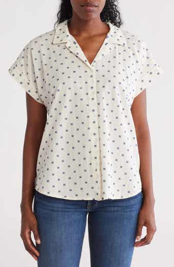 Lucky Brand Clip Dot Cotton Blend Camp Shirt