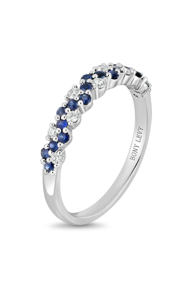 18K Gold El Mar Gemstone & Diamond Band Ring (Online Trunk Show), Alternate, color, 18K WHITE GOLD/ SAPPHIRE