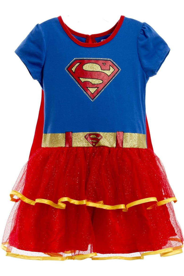 Justice League Dress and Leggings Set with Cape, Alternate, color, Supergirl Blue