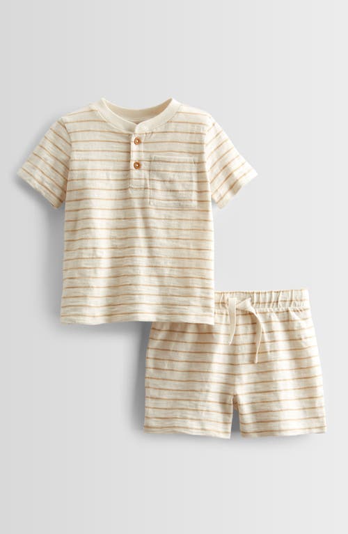 NORDSTROM NORDSTROM STRIPE SHORT SLEEVE HENLEY & DRAWSTRING SHORTS SET 