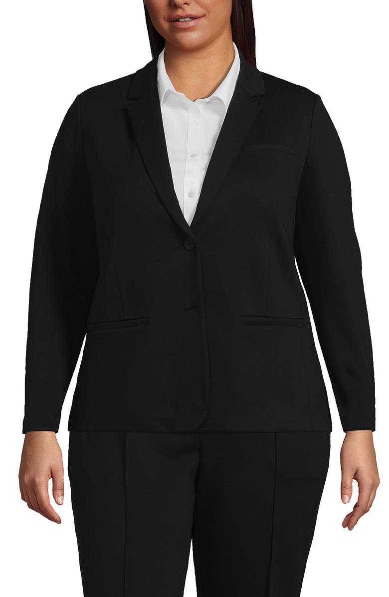 Lands
 End Two Button Ponte Blazer, Alternate, color, Black