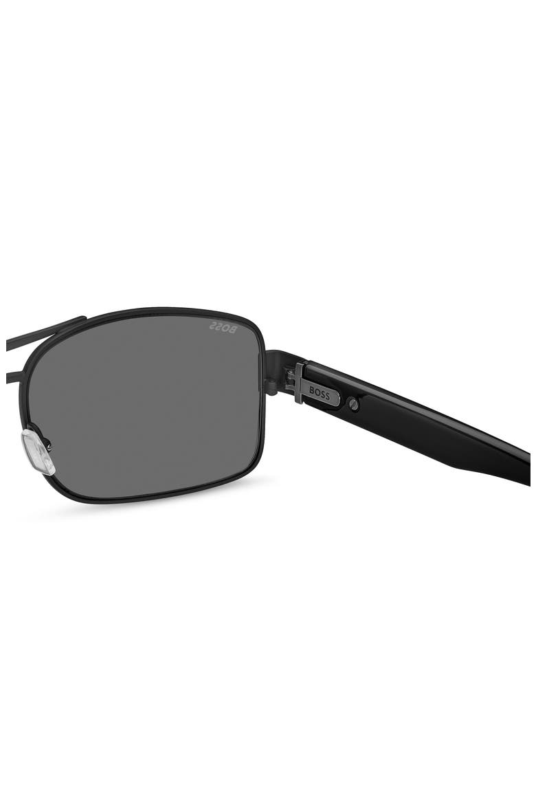 62mm Oversize Polarized Navigator Sunglasses, Alternate, color, MATTE BLACK/ GREY POLAR