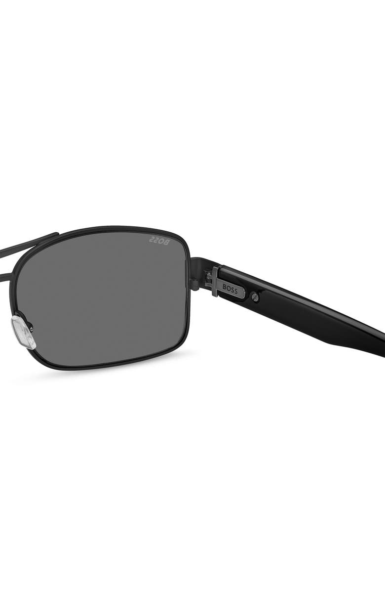 BOSS 62mm Oversize Polarized Navigator Sunglasses, Alternate, color, Matte Black/ Grey Polar