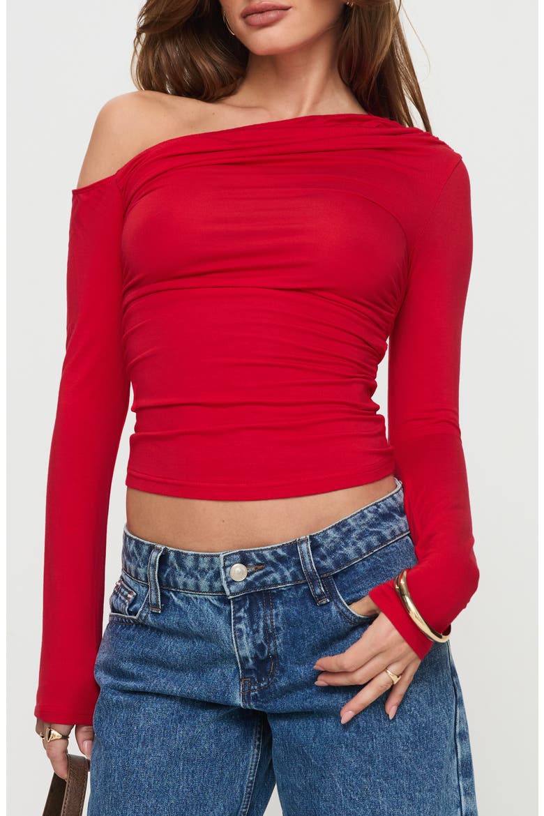 Beller One-Shoulder Crop Top, Main, color, RED