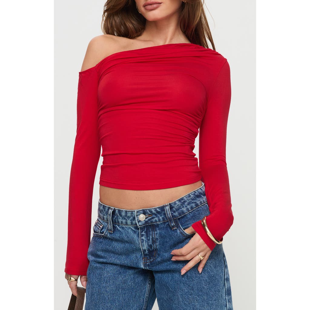 Princess Polly Beller One-shoulder Crop Top In Red