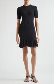 Proenza Schouler Leandra Short Sleeve Rib Sweater Dress