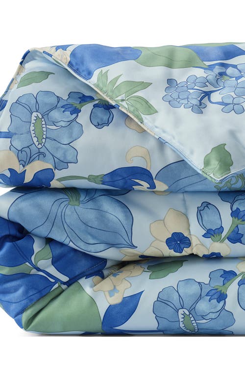 Lands' End 400 Thread Count Premium Supima Cotton No Iron Sateen Comforter In Serene Blue Lilies