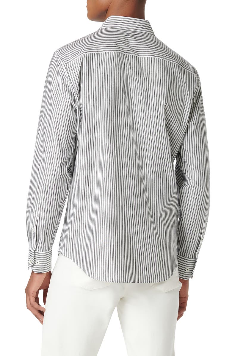 Bugatchi Axel Shaped Fit Woven Button-Up Shirt, Alternate, color, Asphalt