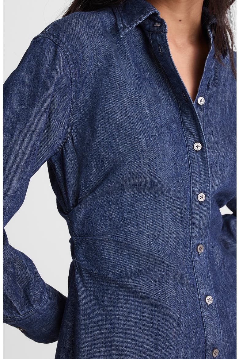 Draped Long Sleeve Denim Shirtdress, Alternate, color, LIGHT RINSE