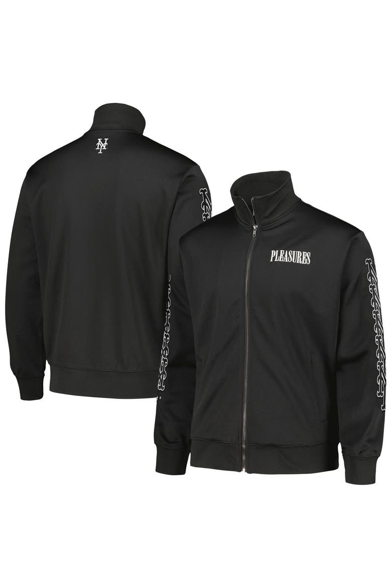 Men's PLEASURES Black New York Mets Pitcher Full-Zip Track Jacket, Main, color, Black
