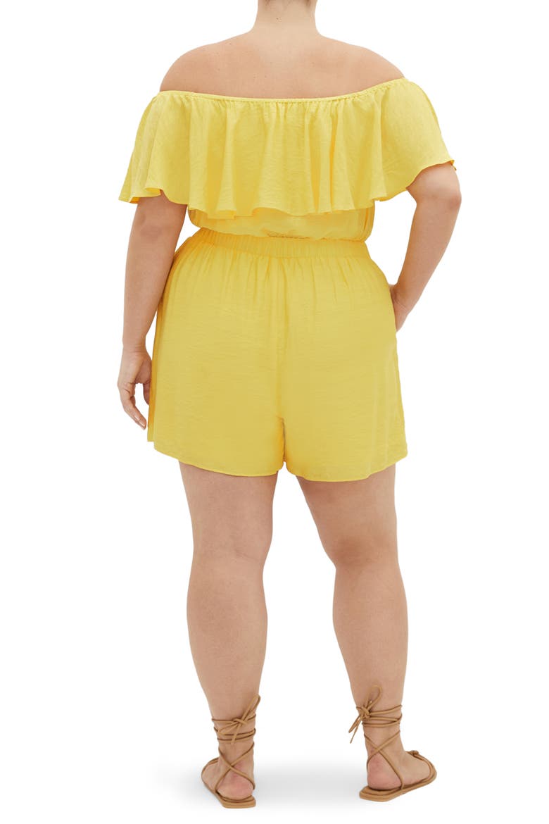 Serene Ruffl Off-the-Shoulder Romper, Alternate, color, SUNSHINE