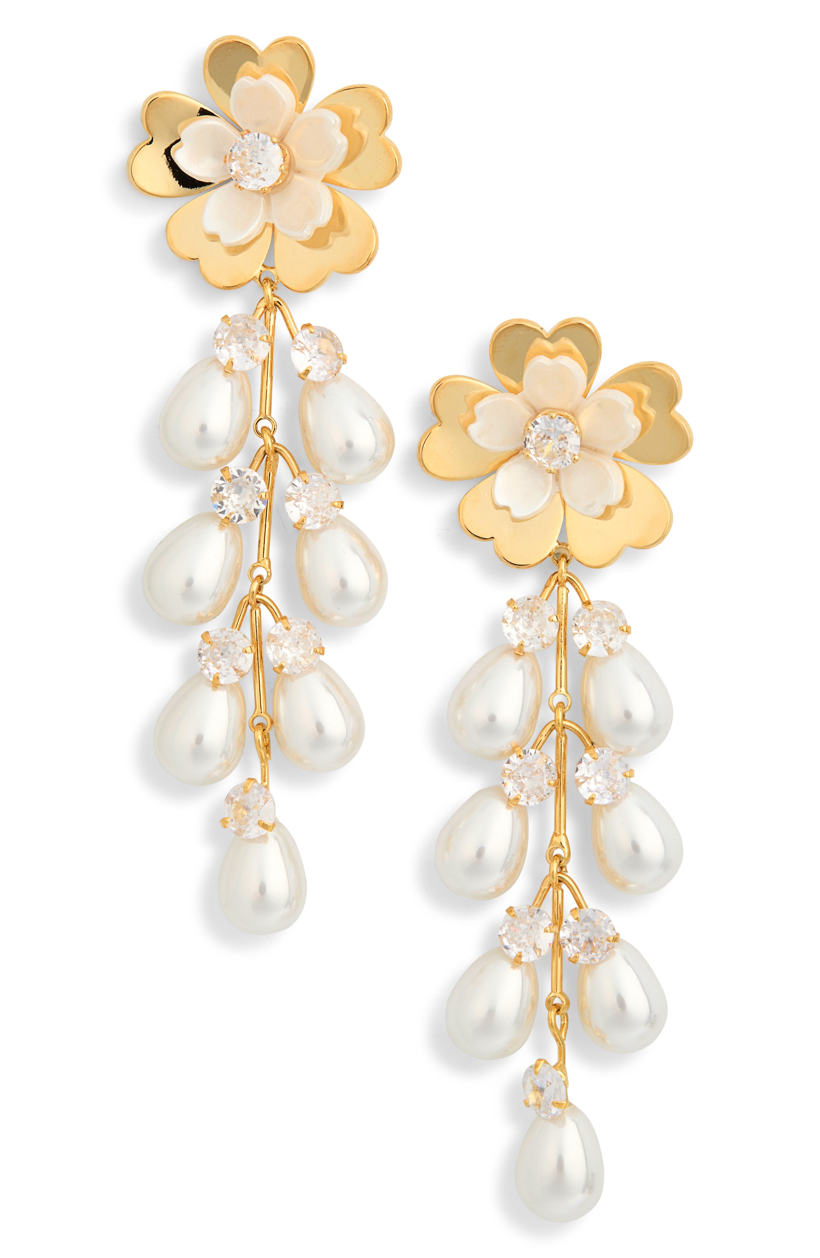 EYE CANDY LOS ANGELES Nicole Flower Faux Pearl Drop Earrings