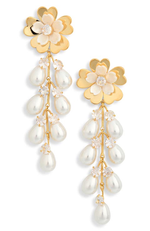 Nicole Flower Faux Pearl Drop Earrings