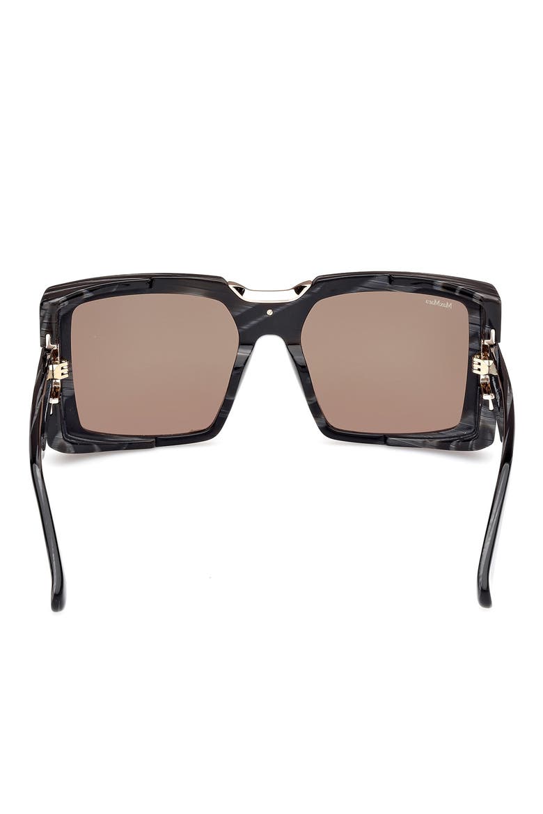 55mm Rectangular Sunglasses, Alternate, color, BLACK HORN/ PALE GOLD / OLIVE