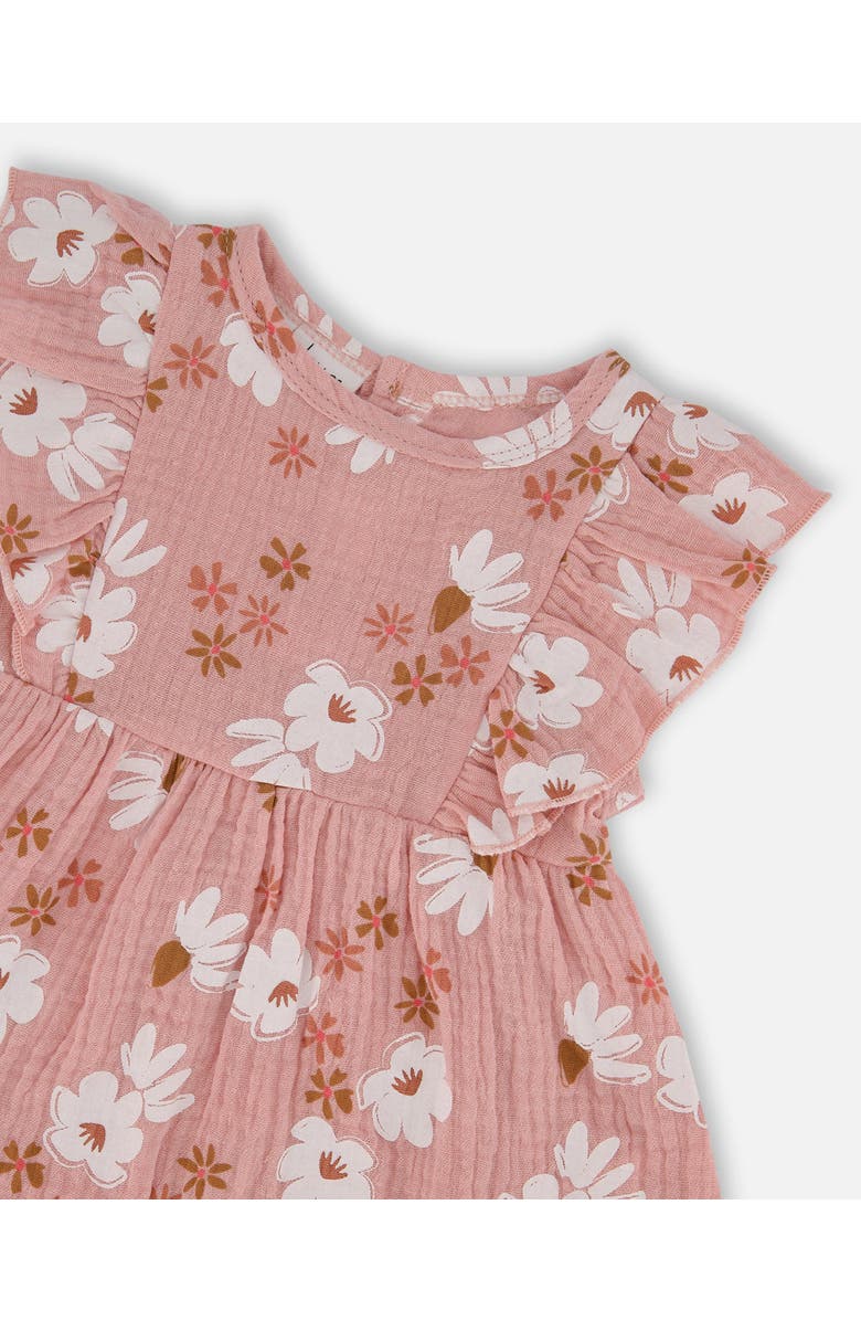 Deux par Deux Baby Girl's Printed Muslin Tunic And Rib Leggings Set Pink And White Flowers, Alternate, color,