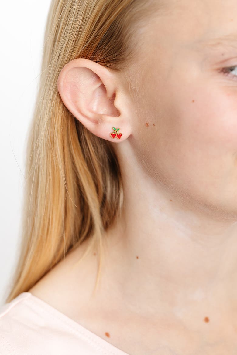 Cherries Stud Earrings, Alternate, color, Red